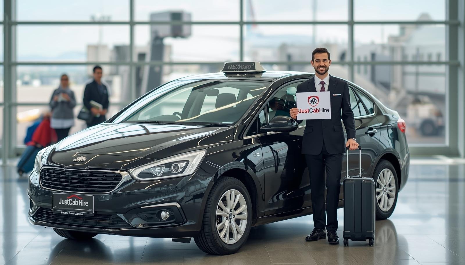 Airport taxi pickup service with professional driver